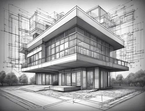 immagine di esempio di progetto architettonico di villa privata sul lago di Garda